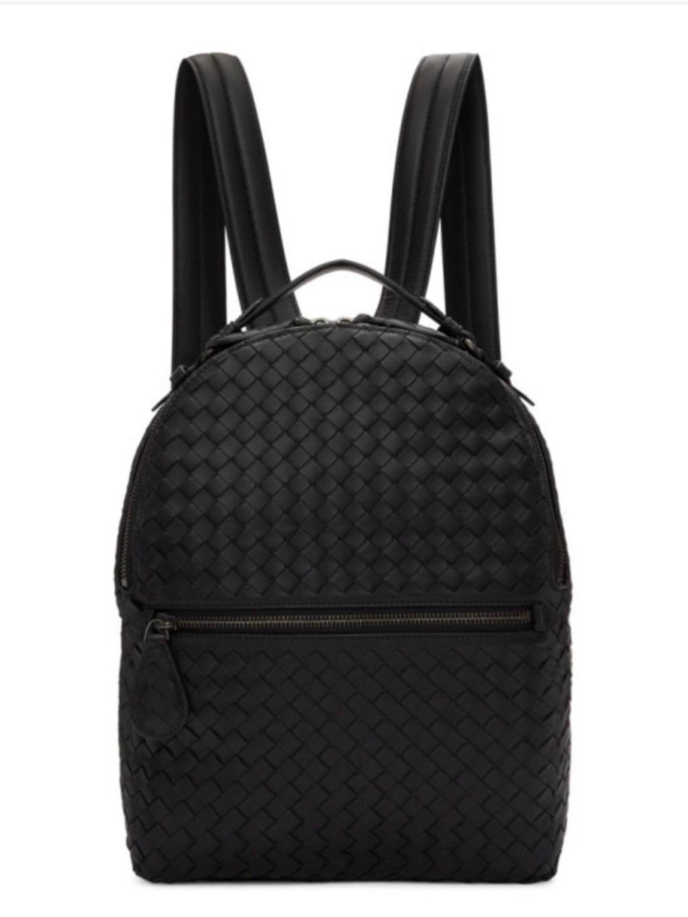 Bottega Veneta Black Intrecciato Woven Nappa Leather Gunmetal Backpack Unisex